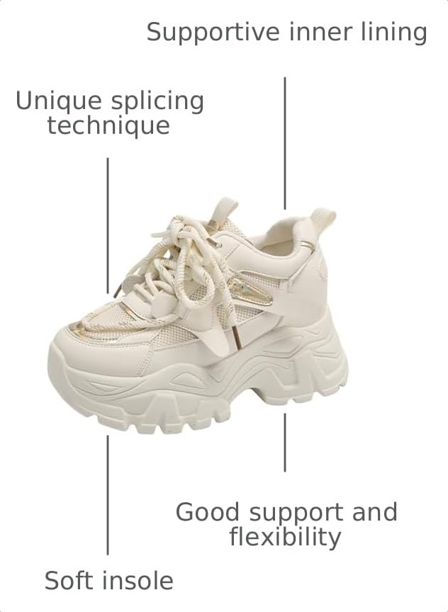 Image of Chunky Sneakers for Women, Fashionable and Height - Increasing Platform Sneakers Dad Shoes for Women, Casual Lace - up Walking Shoes