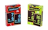 Regal Games - Two-Pack Math Flash Cards - Addition & Subtraction Practice - Bright, Bold Easy to Read - Classroom, Homework, Study Supplement - 56 Cards, 112 Problems Per Pack