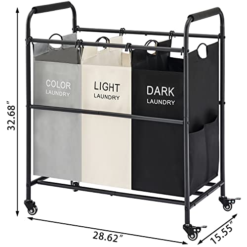 Tajsoon LCR03B 3 Bag Laundry Sorter Cart thumb #6