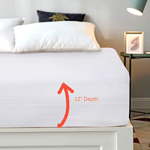 Abakan Queen 12" Waterproof Zippered Encasement Mattress Cover Quiet 100% TPU Cooling Soft Breathable Hypoallergenic Healthy 6-Sided Mattress Protector Case Knitted Fabric Suitable for 11 13 inch - Thumbnail 6