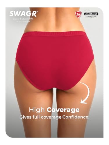 Image of SWAGR 5 Pack Women's High Coverage Super Combed Cotton Hipster Panty Set | Powered by ZincShield Anti-Bacterial Tech | BreatheSoft Fabric | MarkFree Waistband | SOXCO Style HP06