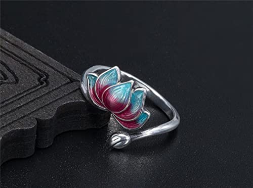 Bague romantique ajustable S925 le cadeau idéal avec émail coloré