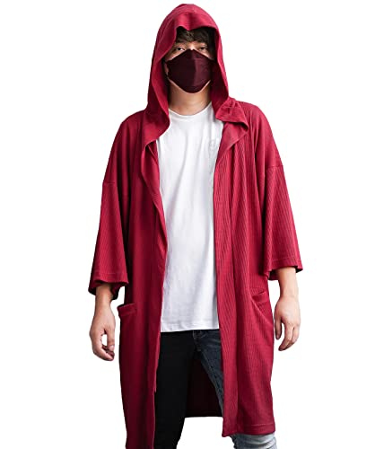 Image of Men's Long Noragi Hoodie Oversized Kimono Jacket One Size Cardigan Coat