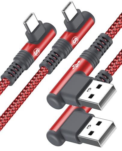 sweguard Cable cargador USB a tipo C de 90 grados [2 unidades, 6.6 pies] Cable de carga rápida para iPhone 17 16 15 Pro Max Plus Galaxy S25 S24 S23 S22 S21 S20 A55 A54 A15 Note Flip LG Pixel Moto