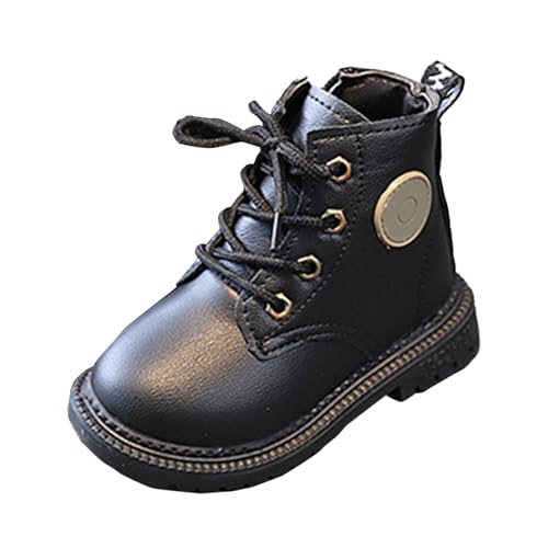 IWIHMIV Girls Ankle Boots Lace Up Leather Booties with Side Zipper Comfortable Outdoor Non Slip Short Boots2