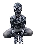 Boys Superhero Suit Spandex Bodysuit Jumpsuit Halloween Cosplay Costumes Black XS