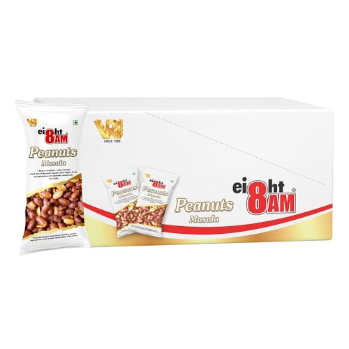 Image of 8 AM Peanut Masala, Tasty and Nutrious Snack Namkeen Crunchy and Spicy Pack of 20