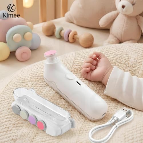 Image of KIMEE Electric Nail Trimmer For, Baby Nail Trimmer, Baby Nail Cutter, Nail Trimmer For New Born,Toenail Clippers, Kids Nail Cutter With Light (Multi Colour), 1 Set