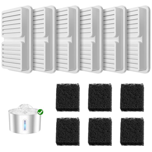 12 Filter Set für Katzenbrunnen: Enthält 6 Aktivkohlefilter + 6 Schaumstofffilter.Wasserfilter für (2 2L/2 5L) Katze-Wasser-Brunnen Sorgt für Sauberes Frisches Wasser für Ihre Katze