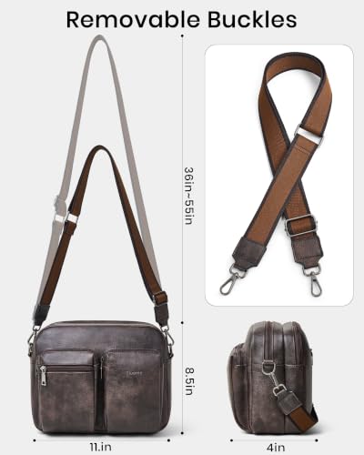 Image of Bluome Crossbody Purse for Women Multi Pocket Crossbody Bag with 3 Front Pockets Leather Shoulder Bag Everyday Travel Bag