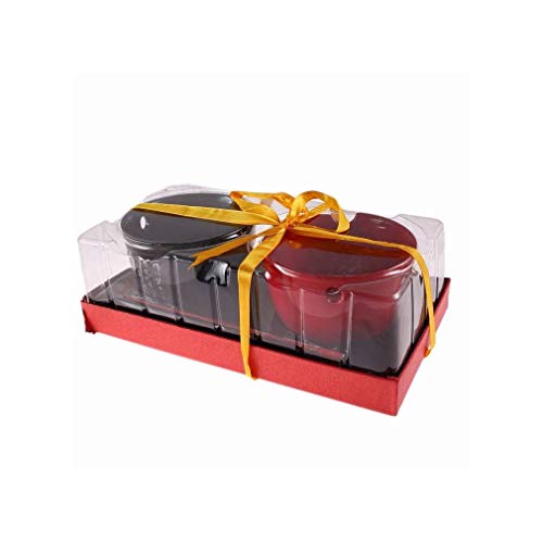 Duo de grands bols rouge et noir 13 cm avec baguettes - 3
