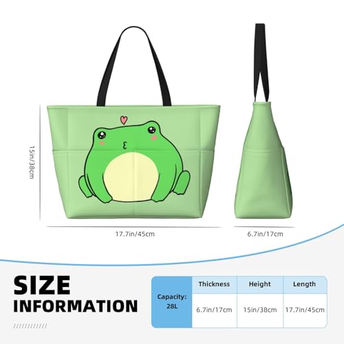 Frog Large Beach Bag for Women Travel Tote Bags with Zipper and Pocket for Pool Gym Camping2