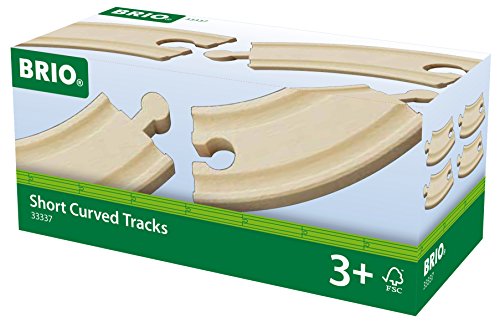 BRIO World Short Curved Wooden Train Track for Kids Age 3 Years Up - Compatible with all BRIO Railway Sets & Accessories