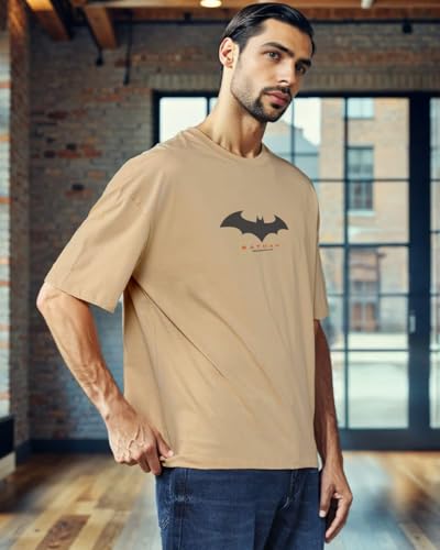 Image of Men's Oversized Batman T-Shirt - Cotton Half Sleeve Graphic Tee | Superhero Printed Casual T-Shirt for Men