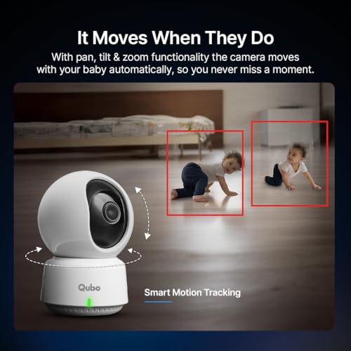 Image of Qubo Smart 360 3MP [2K] Baby Monitor Camera | Wi-Fi Indoor CCTV for Baby Room | AI Person Detection | Automatic Alarm | App Alerts | NightPulse Vision | SD & Cloud Storage | Made in India