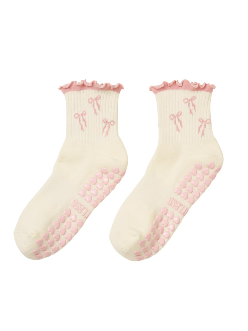Shapes Studio Ruffle Pilates Grip Socks for Women, Cute Non-Slip Grippy Socks for Reformer, Barre, Yoga &amp; Studio Workouts