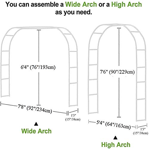 Tytroy Reconfigurable & Easy-To-Assemble Metal Outdoor & Indoor 7'6" Garden Or Wedding Arch Arbor For Wedding Bridal Party Elegant Decorations & Garden Climbing Plants Vines (White 1Pc) #TOP6