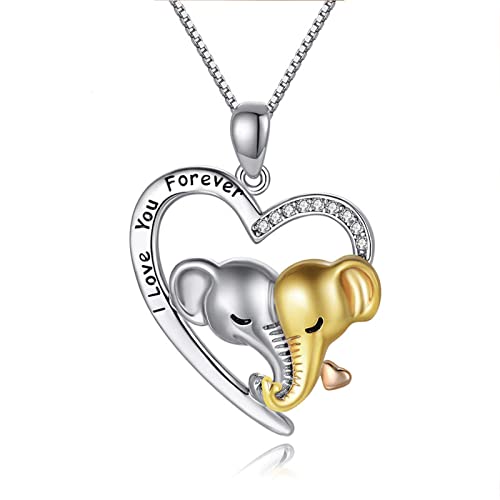 Collier Eléphant pour Femme, 1 Pièce Coeur Pendentif, Amour de l'éternité Collier Coeur,Collier Bijoux pour Mère et Fille, Cadeau Maman pour la Fête des Mères Cover