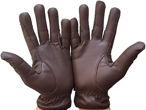 Horse Riding Men's Gloves All Leather 100% Real Leather TAN, Dark Brown & Black Premium Quality Gents Equestrian Gloves