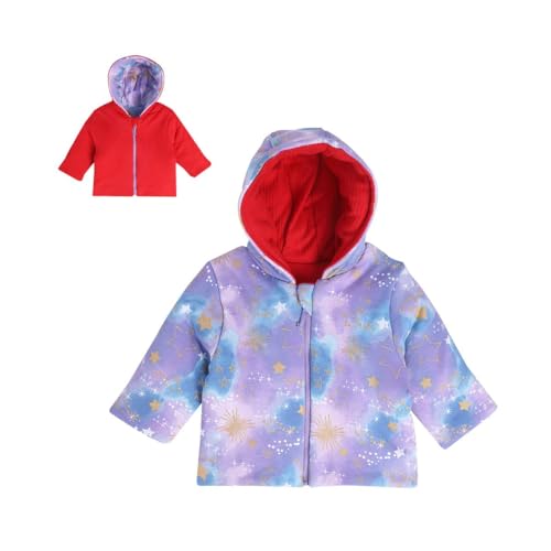 Image of miniklub Baby Hooded Full Sleeve Knitted Cotton Jacket (Red /Purple Color)