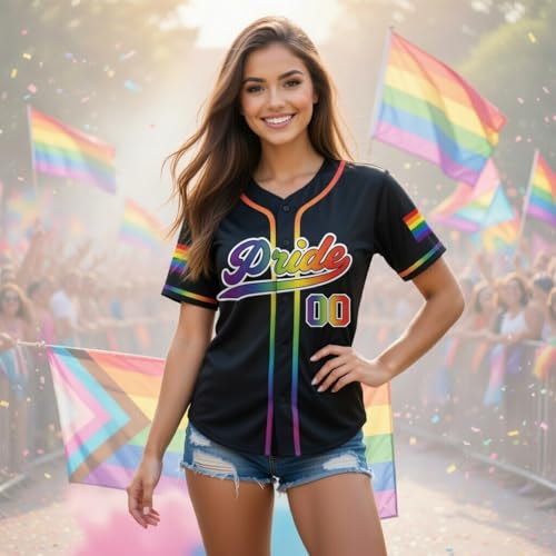 Personalized Pride Shirt - Custom Baseball Jersey, LGBTQ Shirt Pride Jersey for Men Women Youth, Community Team Uniform miniatura 4