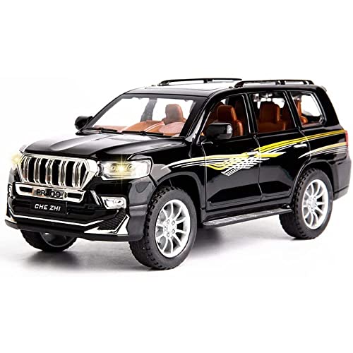 Image of 1:24 Scale Big Toyota Prado SUV Toy Car | Metal Pullback Diecast Car for Kids with Openable Doors, Sound, Light Effects Toy for Car Enthusiasts (Color As Per Available),black