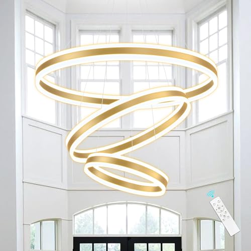 3-Rings Modern Gold LED Chandelier, Flush Mount Ceiling Lighting ...