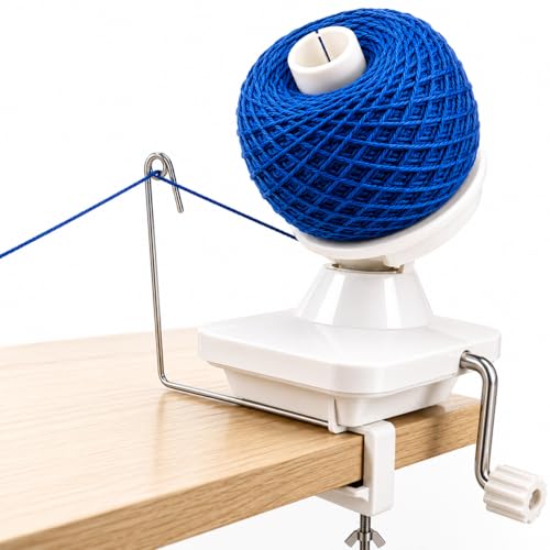 ClarArti - Yarn Ball Winder for Crocheting Knitting & Other Yarn Crafts | Quick Quiet Creates Yarn Balls & Yarn Cakes | Medium Capacity Can Handle Average Size Yarn Skeins (White)
