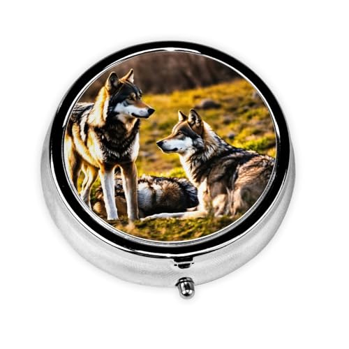 Wolfs Print Round Mini Medicine Storage Box ���E���h�~�j�s���{�b�N�X�A�|�[�^�u���s���{�b�N�X 3�R���p�[�g�����g