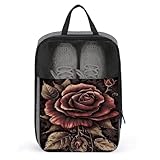Gothic Rose Shoe Bags for Travel Water-Resistant Shoes Pouch with Handle Fashion Shoe Organizer with Zipper Closure Portable Sneaker Carrier for Men & Women Daily Use