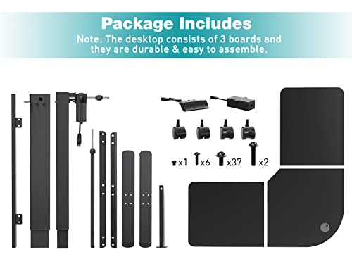 Woka L Shaped Standing Desk, 48 X 48 Inches,Height Adjustable Electric Stand Up Desk, Sit Stand Desk With Memory Controller For Home Office, Motorized Corner Standing Desk With Splice Board, Black #TOP6