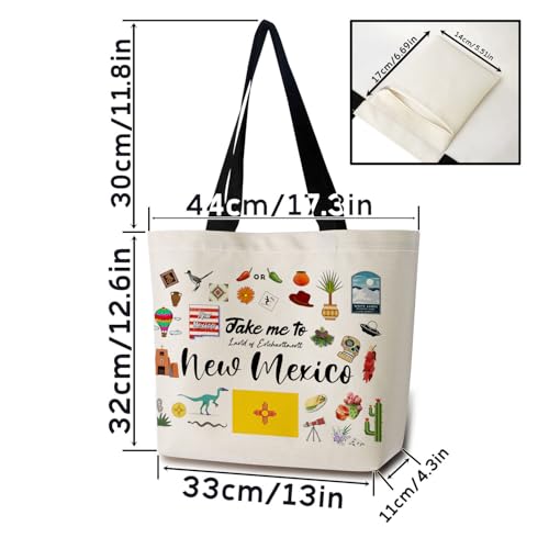 Take Me To New Mexico Tote Bag Reusable Grocery Bags Aesthetic Shopping Shoulder Handbag with Interior Pocket Lightweight & Washable Stylish New Mexico Travel Present for Women2