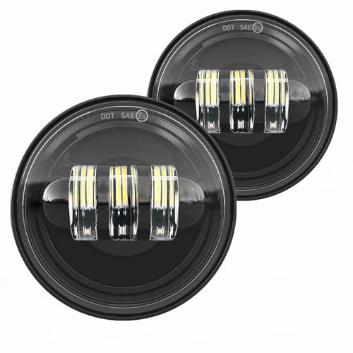 4.5 inch Motorcycle LED Fog Passing Lights Compatible with Harley Davidson Road King Ultra Classic Fat Boy Street Glide CVO Tri Glide Heritage Softail Deluxe Switchback Electra Glide Ultra 2PC black