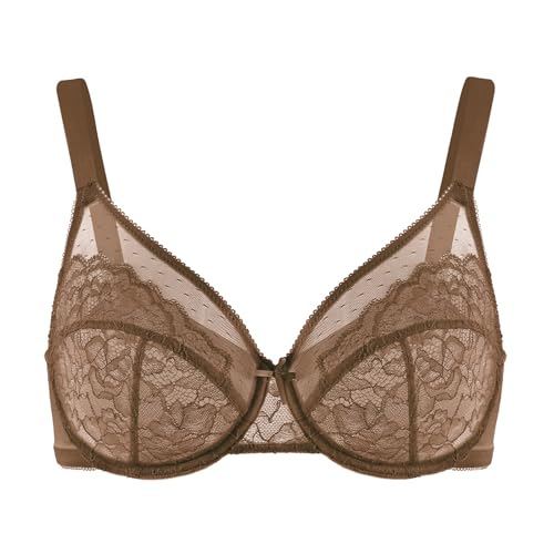 Image of HSIA Minimizer Bras for Women Enchante Full Coverage Underwire Bras Plus Size Lifting Floral Lace Bra for Heavy Breast