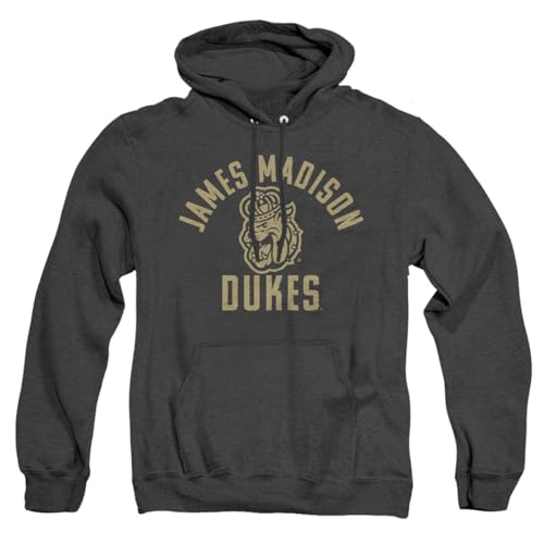 Official One Color Dukes Head Unisex Adult Pull-Over Heather Hoodie ,Black Heather, Large - James Madison University CLCJMU227-AHH-3