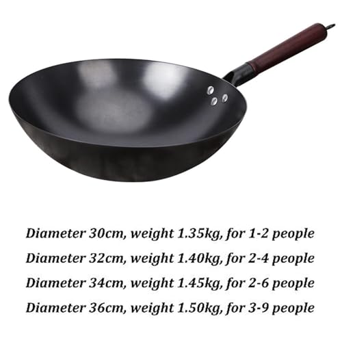 Wok de hierro martillado a mano con tapa de madera 36 cm miniatura 7