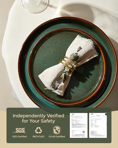 Image of Pokini Ceramic Plates and Bowls Sets for 4, 12pcs Dinnerware Sets, Dish Set