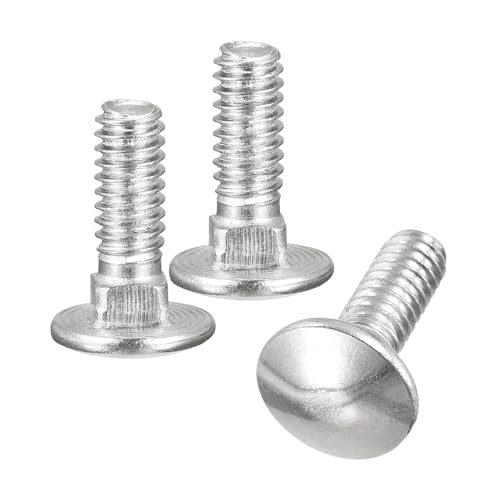 Image of uxcell 1 /2-13x1 Carriage Bolt, 6pcs Round Head Square Neck Screws, 304 Stainless Steel, Fully Threaded, Silver