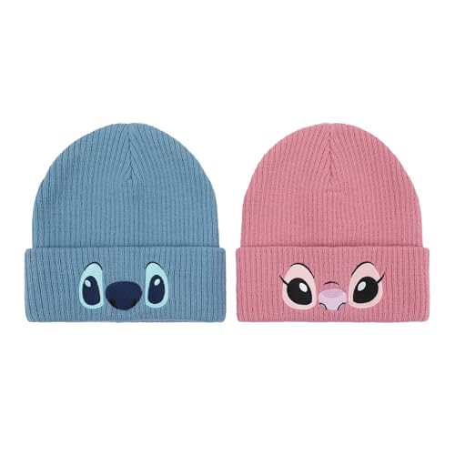 Bonnet côtelé Stitch et Ange multicolore lot de 2 bonnets d'hiver