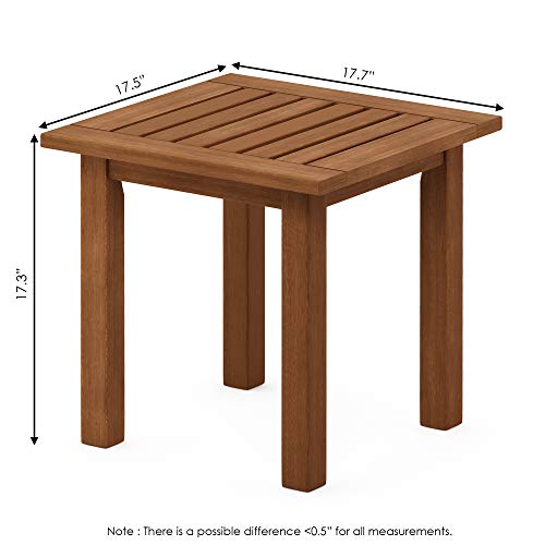 Furinno FG18506 Tioman Hardwood Patio Furniture Outdoor End Table, Natural