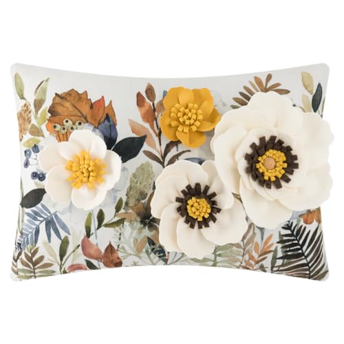 JWH 3D Flower Throw Pillow Cover Decorative Colorful Print Floral