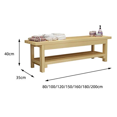 Tabouret long en bois massif banc de repos et de soutien multi-usage - 3