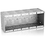 Yaocom Solid 3-1/2 Inch Deep Five Gang Masonry Box Galvanized Steel Electrical 5 Gang Outlet Tool Box for High-Capacity Wiring Commercial Residential Masonry Walls