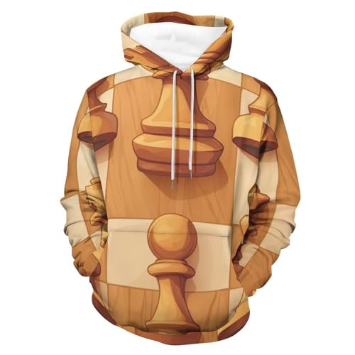 Sweatshirt pullover échecs marron chaud et confortable pour homme et femme