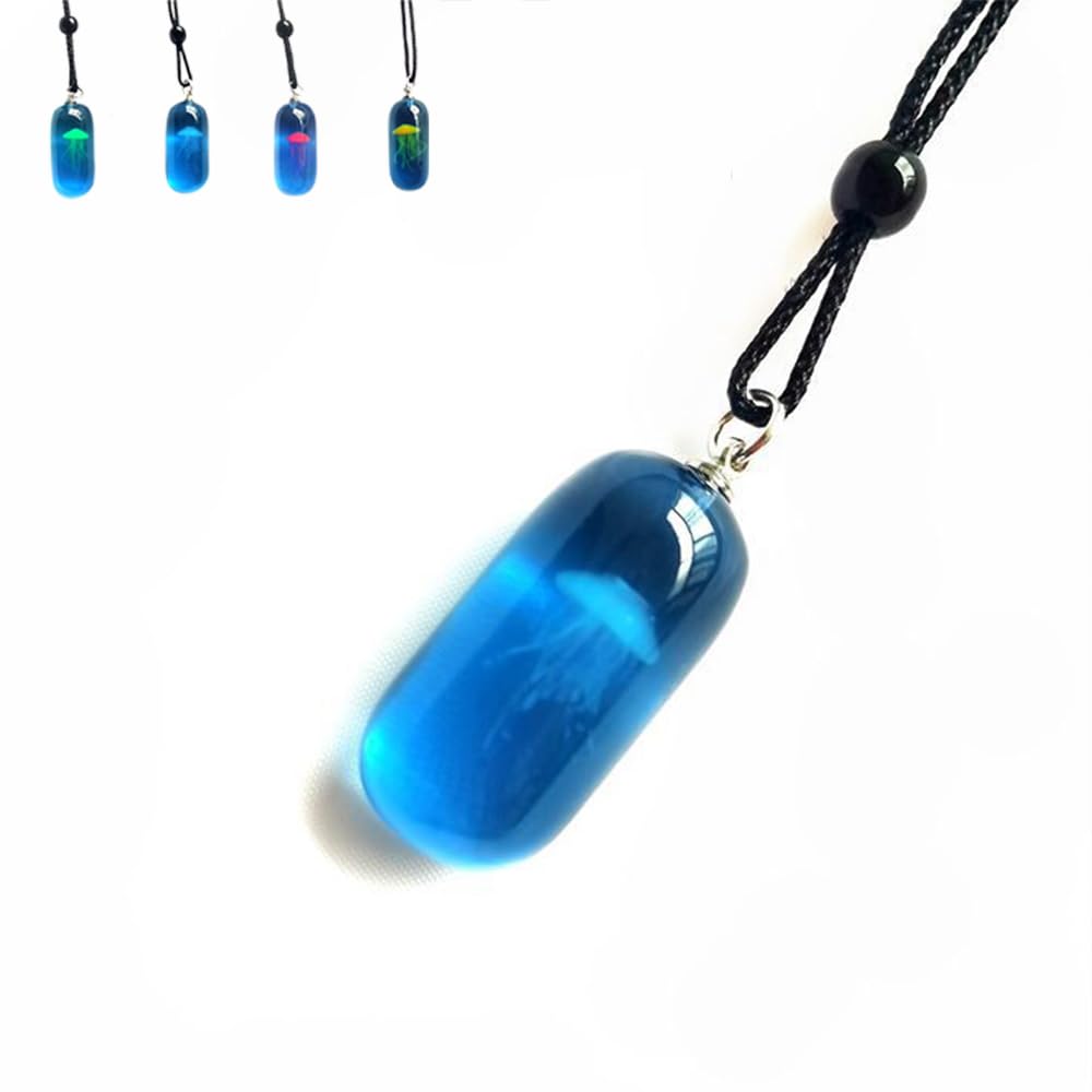 Collana Meduse Luminose Che Si Illuminano Al Buio, Ciondolo In Resina Con Medusa Incandescente, Gioiello Affascinante Vita Oceanica, Lunghezza Catena Regolabile