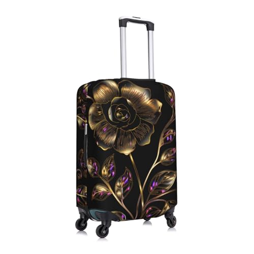 black and gold flowers Luggage Cover for Suitcase Tsa Approved, Washable Suitcase Protector Fits 18-32 Inch Anti-scratch Suitcase Cover Carry on Luggage Sleeve Travel Baggage Cover3