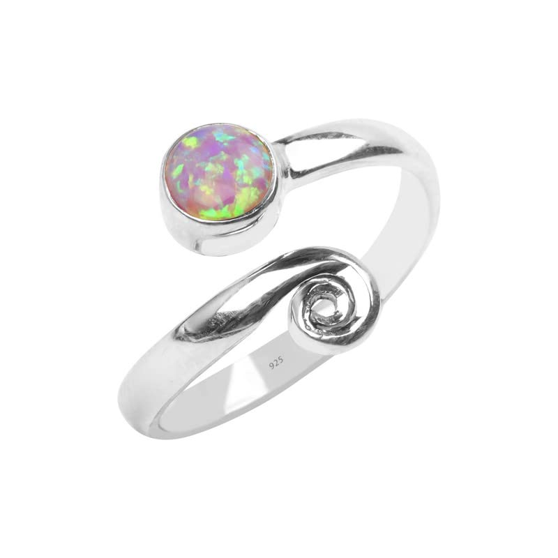 Light Pink Opal Toe ring midi ring 925 Solid Sterling Silver Girl Women Body Jewellery Lab Opal Adjustable Stone Toe Rings
