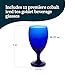Libbey Premiere Cobalt Iced Tea Glasses, Stylish Cobalt Blue Drinking Glasses Set of 12, Dishwasher Safe Stemmed Water Goblets for Parties and More
