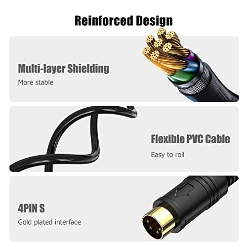S-Video Cable, Ancable S-Video 4Pin Mini Din Male To Rca Female Composite Adapter Cable To Connect Pc Laptops With 4-Pin S-Video Jacks To Tv, 1-Feet #TOP3