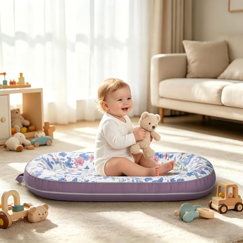 Image of BUTOA Baby Lounger - Breathable Soft Baby Nest, Portable Infant Support Cushion Tummy Time Mat for 0-24 Months, Infant Lounger for Home and Travel, Ideal Newborn Babies Essentials Baby Shower Gifts